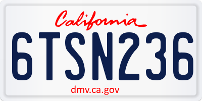 CA license plate 6TSN236