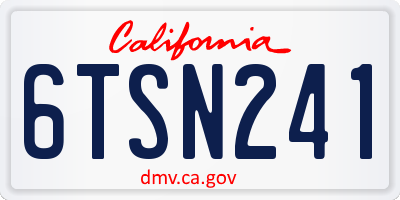 CA license plate 6TSN241