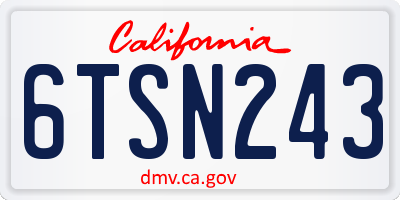 CA license plate 6TSN243