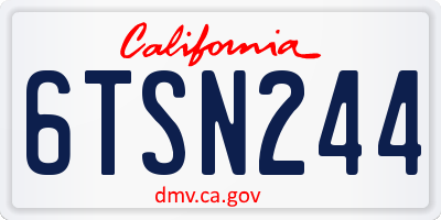 CA license plate 6TSN244