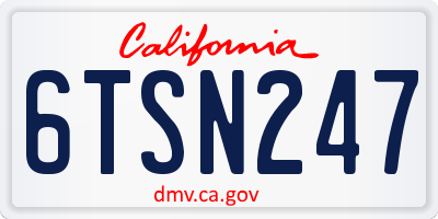 CA license plate 6TSN247