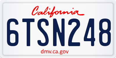 CA license plate 6TSN248