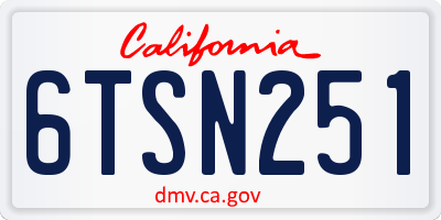 CA license plate 6TSN251