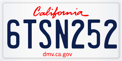 CA license plate 6TSN252