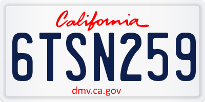 CA license plate 6TSN259