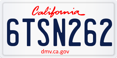 CA license plate 6TSN262