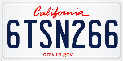 CA license plate 6TSN266