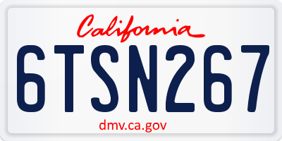 CA license plate 6TSN267