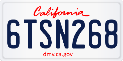 CA license plate 6TSN268