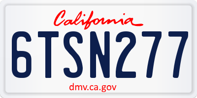 CA license plate 6TSN277