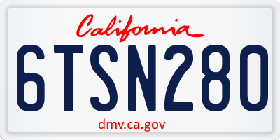 CA license plate 6TSN280