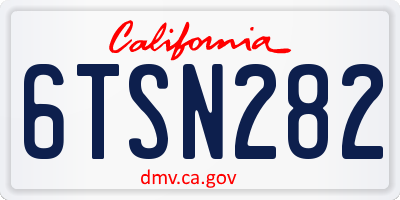 CA license plate 6TSN282