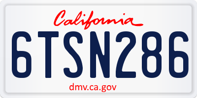 CA license plate 6TSN286