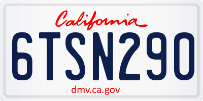 CA license plate 6TSN290