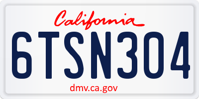 CA license plate 6TSN304