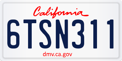 CA license plate 6TSN311