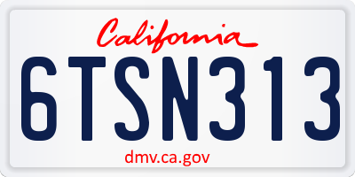 CA license plate 6TSN313