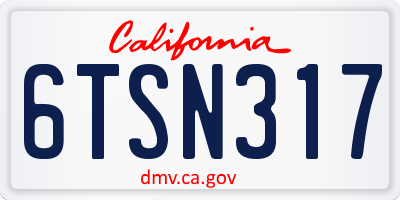 CA license plate 6TSN317