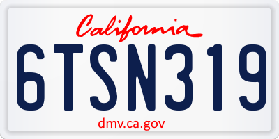 CA license plate 6TSN319