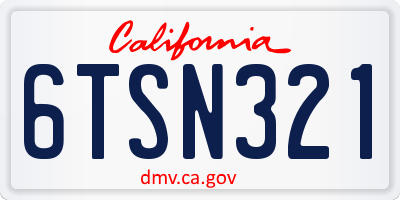 CA license plate 6TSN321