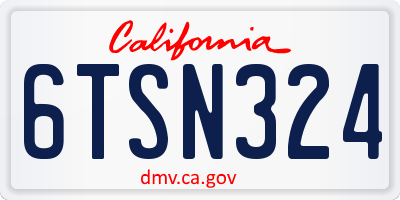 CA license plate 6TSN324