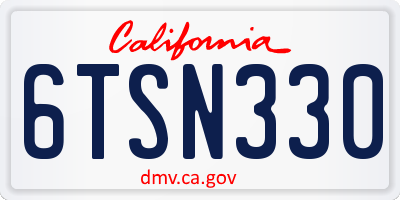 CA license plate 6TSN330