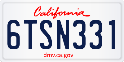 CA license plate 6TSN331