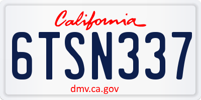 CA license plate 6TSN337