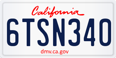 CA license plate 6TSN340