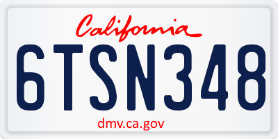 CA license plate 6TSN348