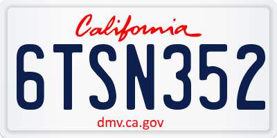 CA license plate 6TSN352