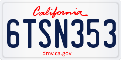 CA license plate 6TSN353