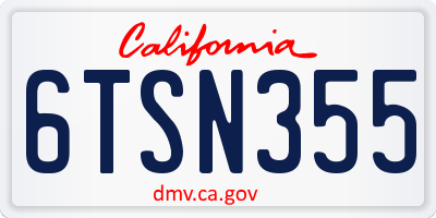 CA license plate 6TSN355