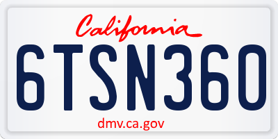 CA license plate 6TSN360