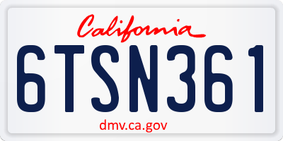 CA license plate 6TSN361