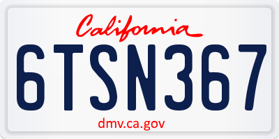 CA license plate 6TSN367