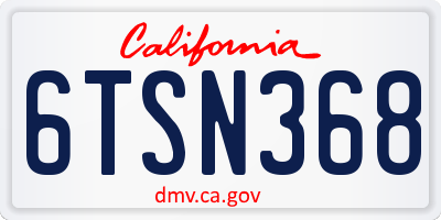 CA license plate 6TSN368