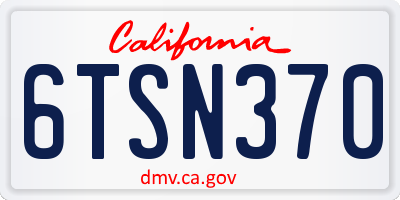 CA license plate 6TSN370