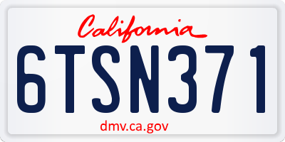 CA license plate 6TSN371