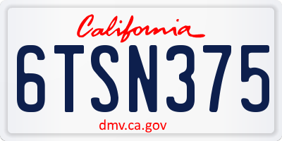 CA license plate 6TSN375