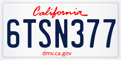 CA license plate 6TSN377