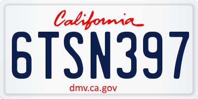 CA license plate 6TSN397