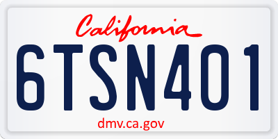 CA license plate 6TSN401