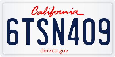 CA license plate 6TSN409