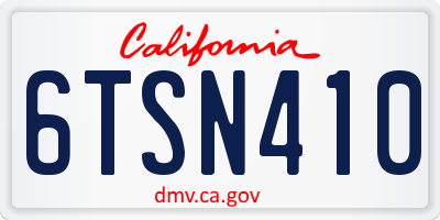 CA license plate 6TSN410