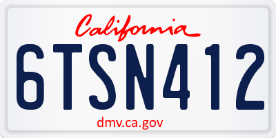 CA license plate 6TSN412