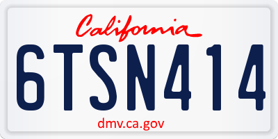 CA license plate 6TSN414