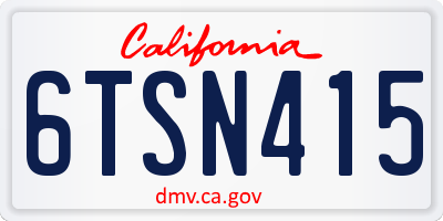 CA license plate 6TSN415