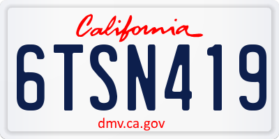 CA license plate 6TSN419