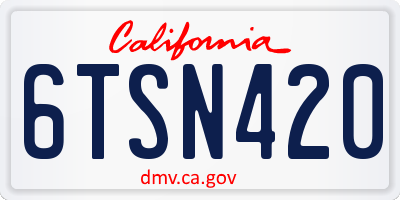 CA license plate 6TSN420